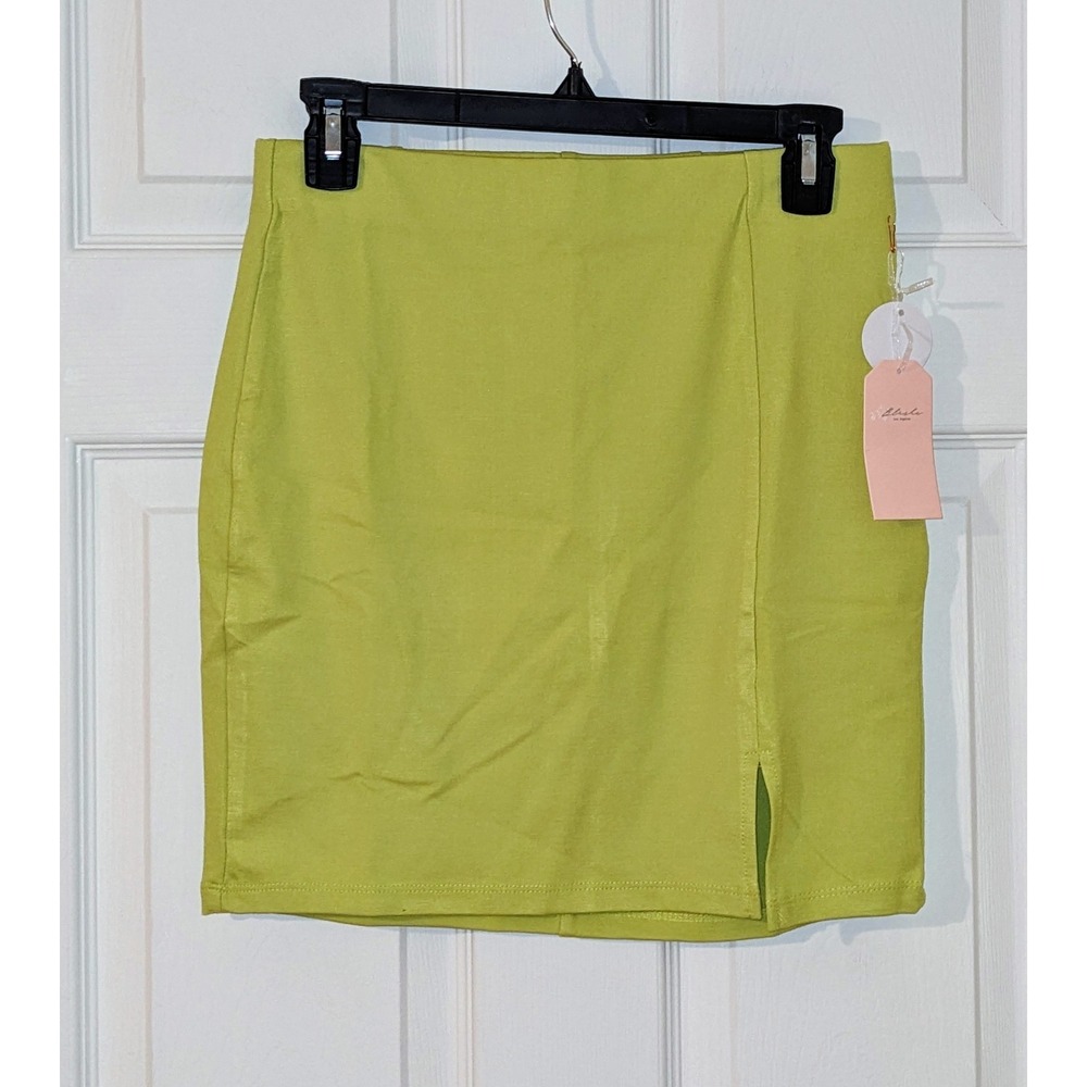 Blashe Mini Skirt High Waist Slit‎ Green Party Club Sexy Size M NWT